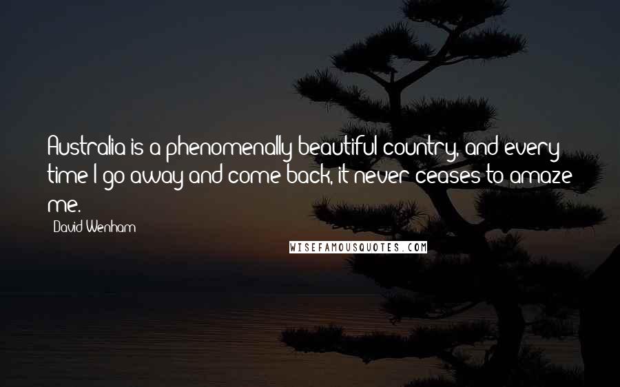 David Wenham Quotes: Australia is a phenomenally beautiful country, and every time I go away and come back, it never ceases to amaze me.