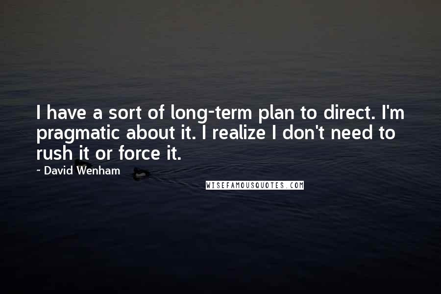 David Wenham Quotes: I have a sort of long-term plan to direct. I'm pragmatic about it. I realize I don't need to rush it or force it.