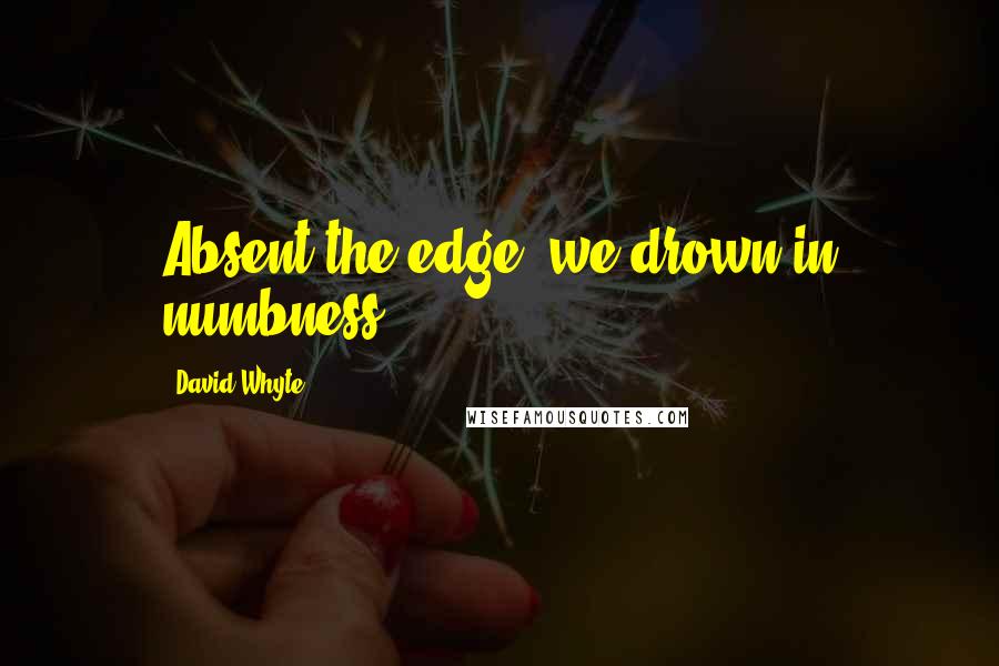 David Whyte Quotes: Absent the edge, we drown in numbness.