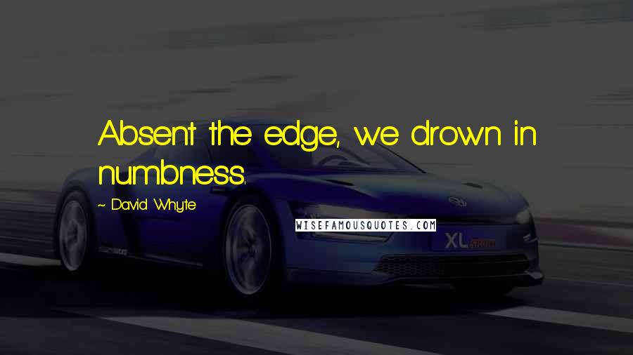 David Whyte Quotes: Absent the edge, we drown in numbness.