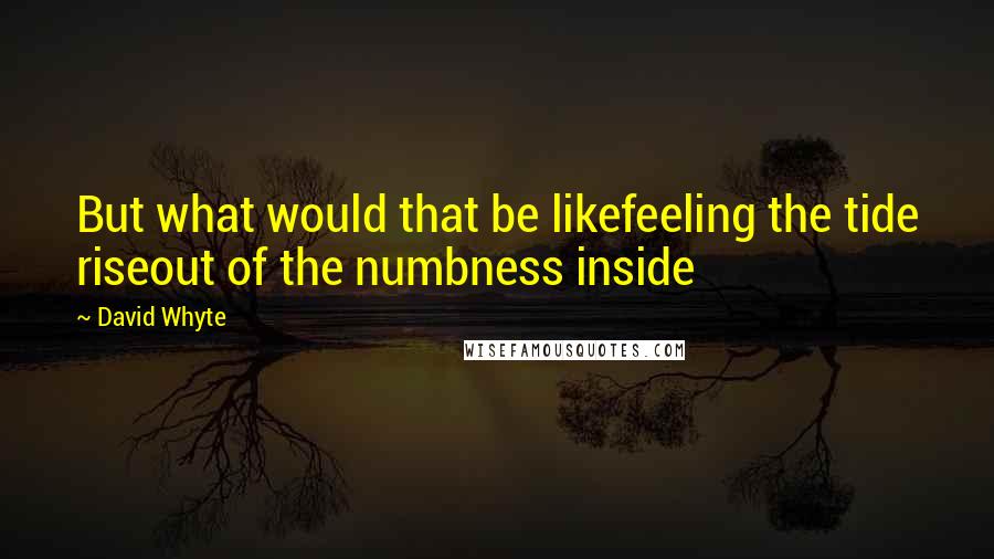 David Whyte Quotes: But what would that be likefeeling the tide riseout of the numbness inside