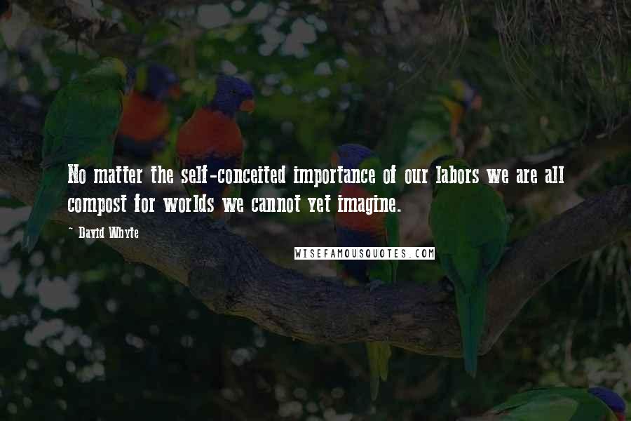 David Whyte Quotes: No matter the self-conceited importance of our labors we are all compost for worlds we cannot yet imagine.