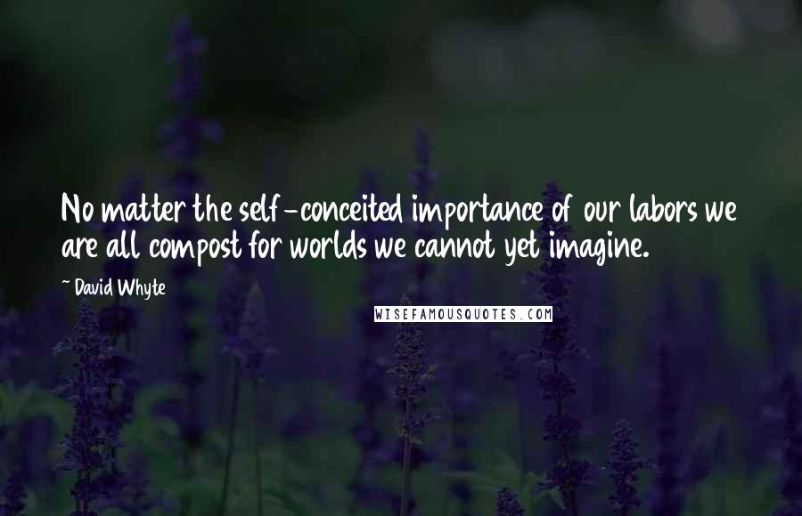 David Whyte Quotes: No matter the self-conceited importance of our labors we are all compost for worlds we cannot yet imagine.