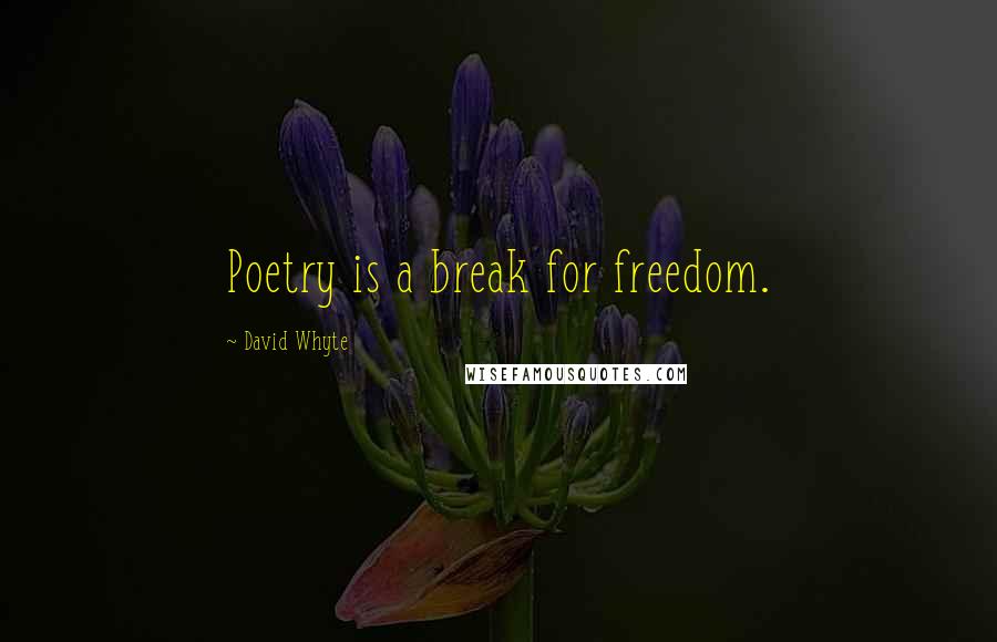 David Whyte Quotes: Poetry is a break for freedom.