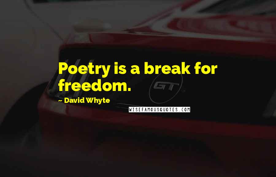 David Whyte Quotes: Poetry is a break for freedom.