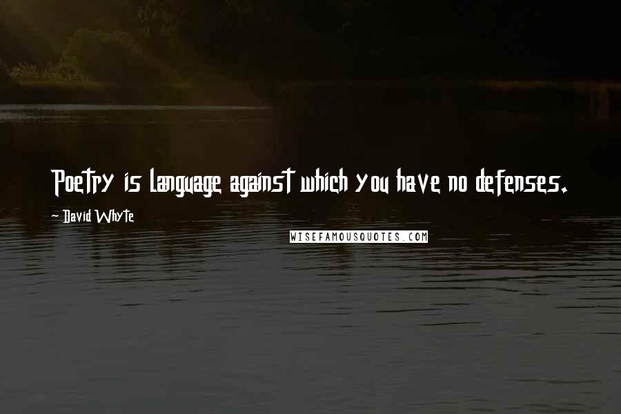 David Whyte Quotes: Poetry is language against which you have no defenses.