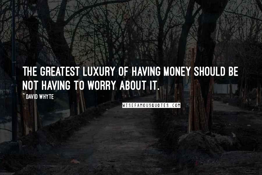 David Whyte Quotes: The greatest luxury of having money should be not having to worry about it.