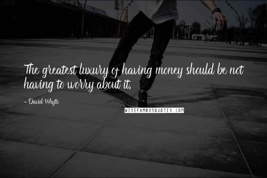 David Whyte Quotes: The greatest luxury of having money should be not having to worry about it.