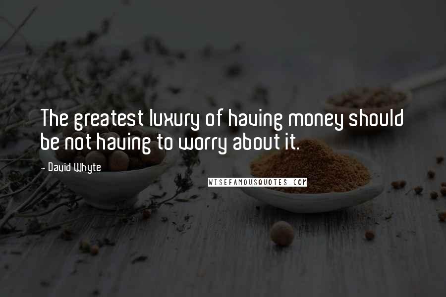 David Whyte Quotes: The greatest luxury of having money should be not having to worry about it.