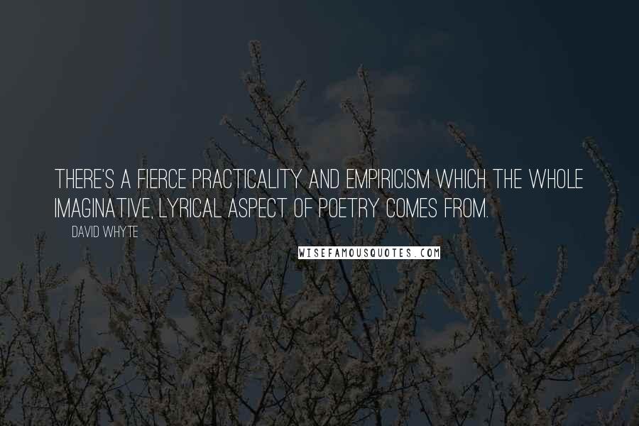 David Whyte Quotes: There's a fierce practicality and empiricism which the whole imaginative, lyrical aspect of poetry comes from.