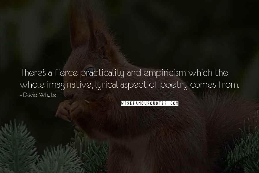 David Whyte Quotes: There's a fierce practicality and empiricism which the whole imaginative, lyrical aspect of poetry comes from.