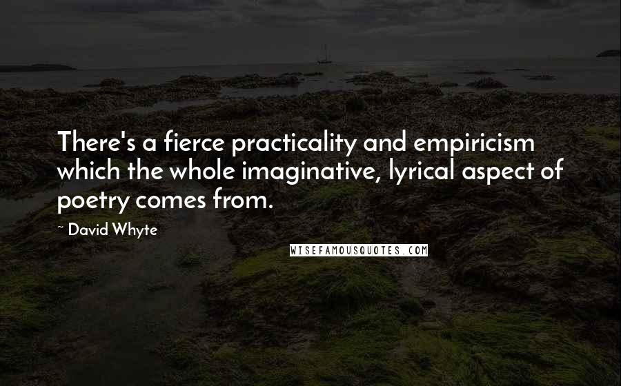 David Whyte Quotes: There's a fierce practicality and empiricism which the whole imaginative, lyrical aspect of poetry comes from.