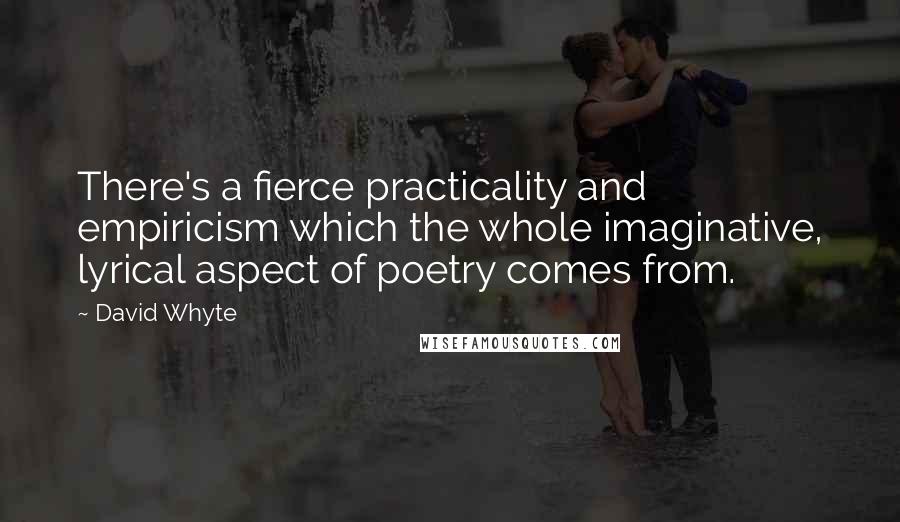 David Whyte Quotes: There's a fierce practicality and empiricism which the whole imaginative, lyrical aspect of poetry comes from.