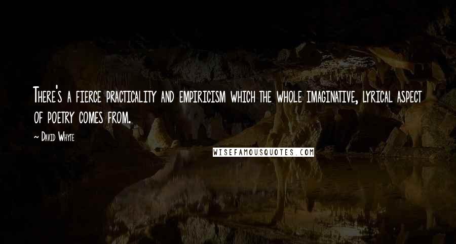 David Whyte Quotes: There's a fierce practicality and empiricism which the whole imaginative, lyrical aspect of poetry comes from.