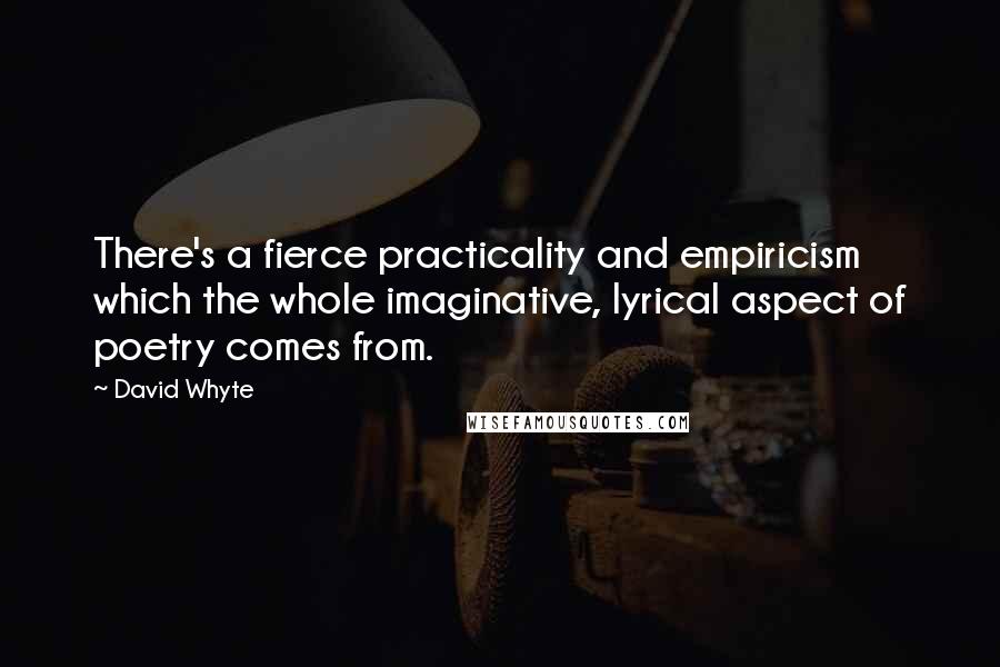 David Whyte Quotes: There's a fierce practicality and empiricism which the whole imaginative, lyrical aspect of poetry comes from.