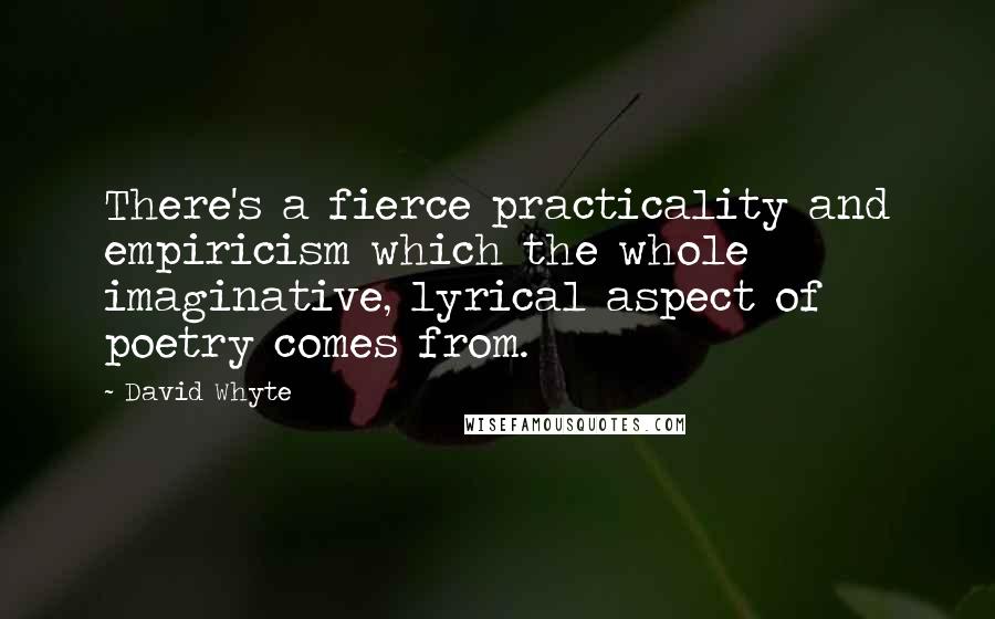 David Whyte Quotes: There's a fierce practicality and empiricism which the whole imaginative, lyrical aspect of poetry comes from.