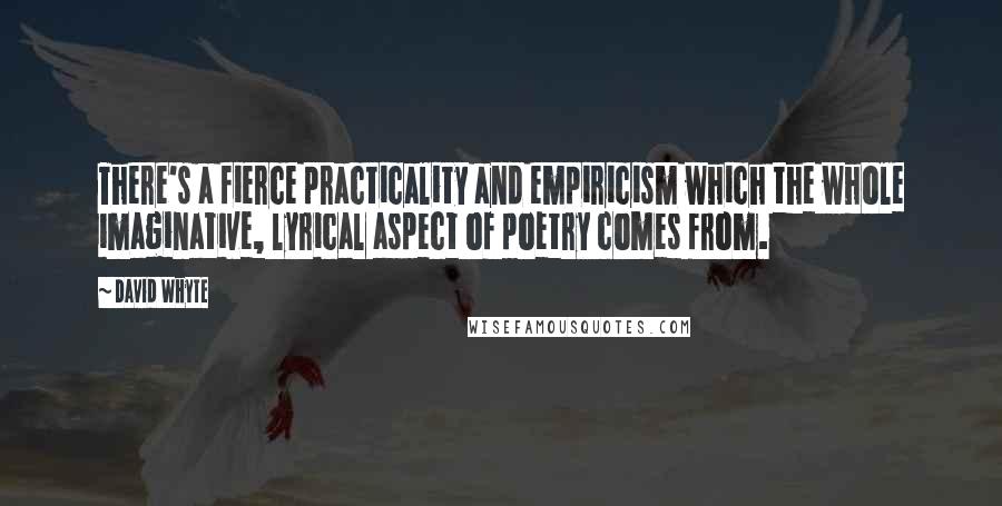 David Whyte Quotes: There's a fierce practicality and empiricism which the whole imaginative, lyrical aspect of poetry comes from.