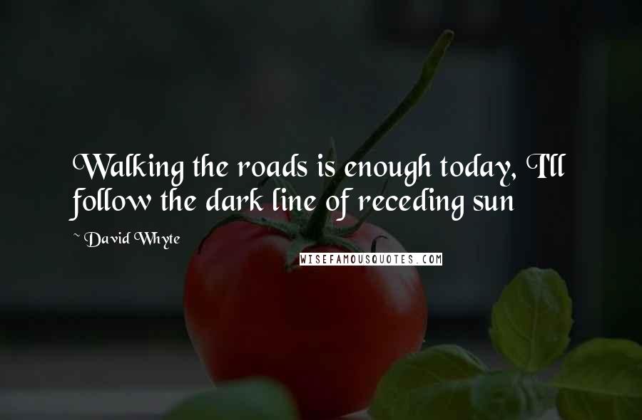 David Whyte Quotes: Walking the roads is enough today, I'll follow the dark line of receding sun