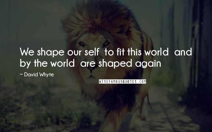 David Whyte Quotes: We shape our self  to fit this world  and by the world  are shaped again