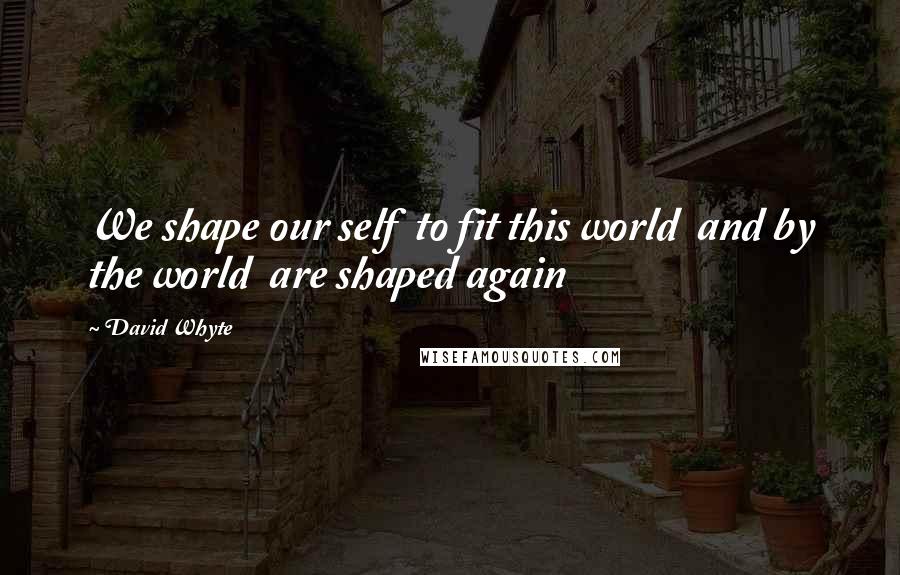 David Whyte Quotes: We shape our self  to fit this world  and by the world  are shaped again