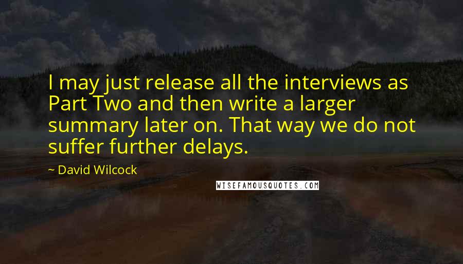 David Wilcock Quotes: I may just release all the interviews as Part Two and then write a larger summary later on. That way we do not suffer further delays.