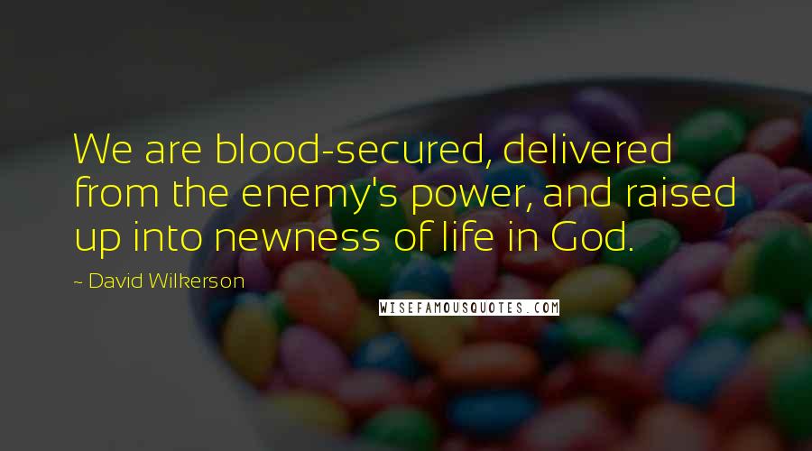 David Wilkerson Quotes: We are blood-secured, delivered from the enemy's power, and raised up into newness of life in God.