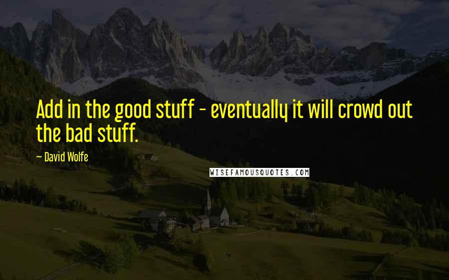 David Wolfe Quotes: Add in the good stuff - eventually it will crowd out the bad stuff.