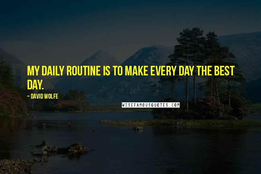 David Wolfe Quotes: My daily routine is to make every day the best day.