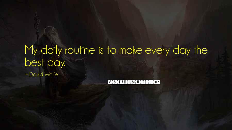 David Wolfe Quotes: My daily routine is to make every day the best day.