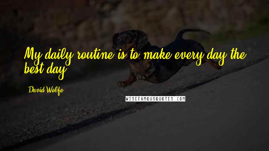 David Wolfe Quotes: My daily routine is to make every day the best day.