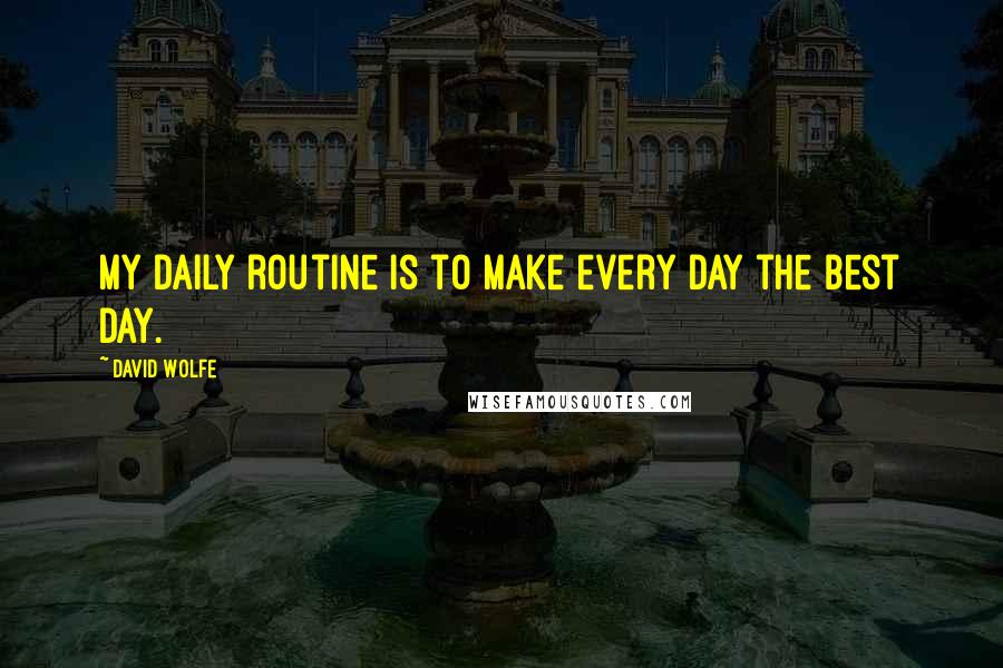 David Wolfe Quotes: My daily routine is to make every day the best day.