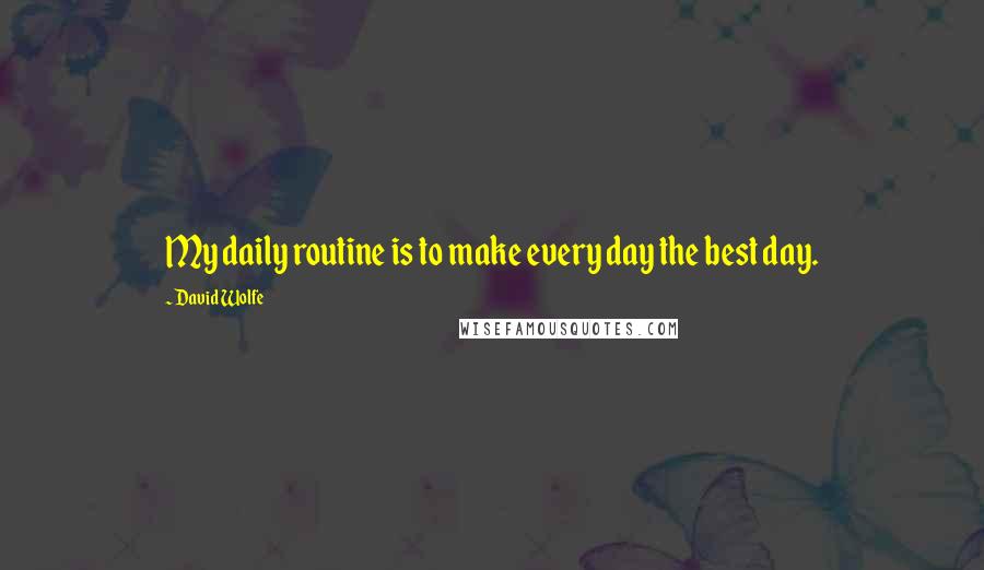 David Wolfe Quotes: My daily routine is to make every day the best day.