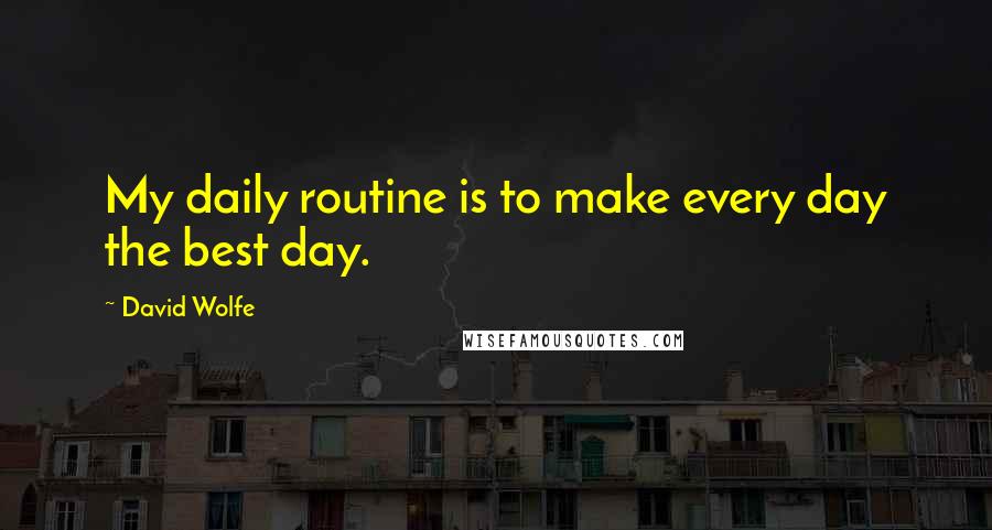 David Wolfe Quotes: My daily routine is to make every day the best day.