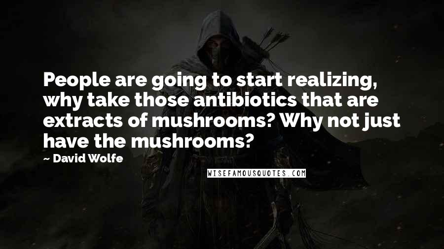 David Wolfe Quotes: People are going to start realizing, why take those antibiotics that are extracts of mushrooms? Why not just have the mushrooms?