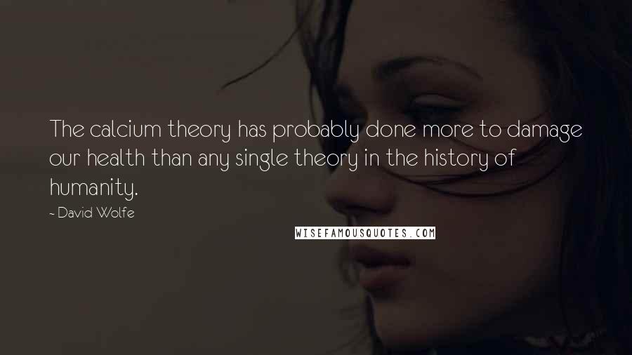 David Wolfe Quotes: The calcium theory has probably done more to damage our health than any single theory in the history of humanity.