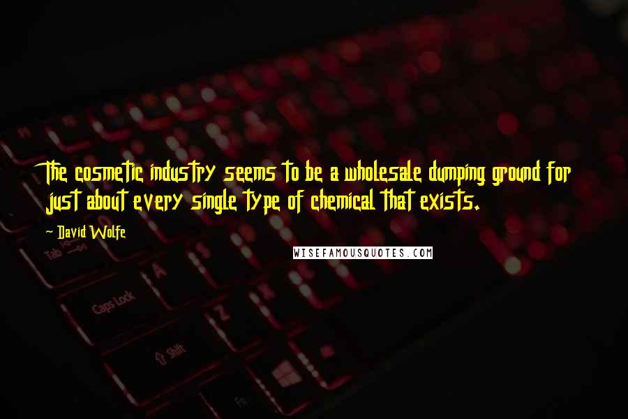 David Wolfe Quotes: The cosmetic industry seems to be a wholesale dumping ground for just about every single type of chemical that exists.