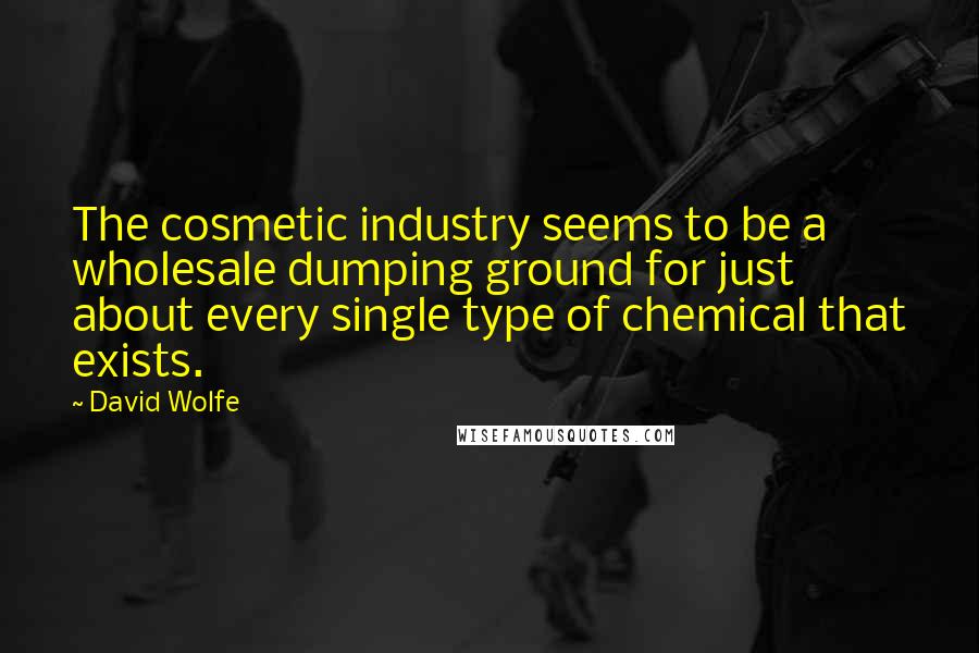 David Wolfe Quotes: The cosmetic industry seems to be a wholesale dumping ground for just about every single type of chemical that exists.