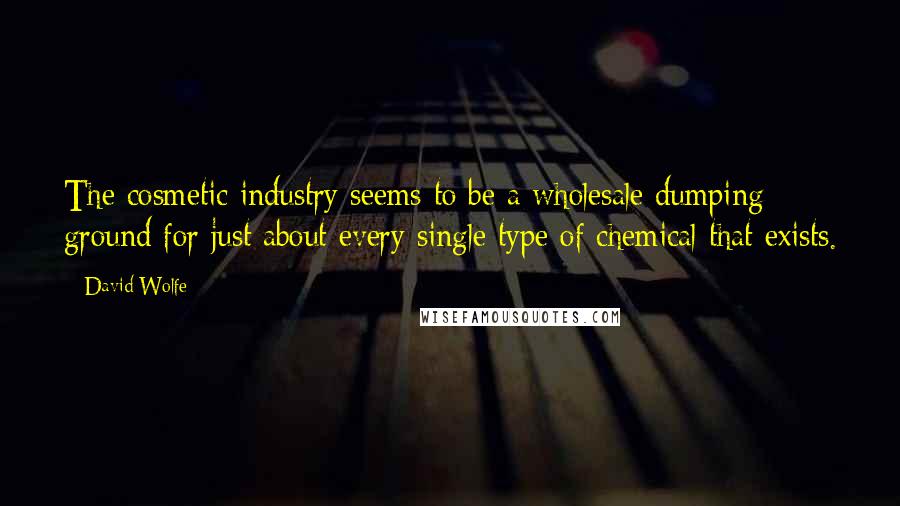 David Wolfe Quotes: The cosmetic industry seems to be a wholesale dumping ground for just about every single type of chemical that exists.
