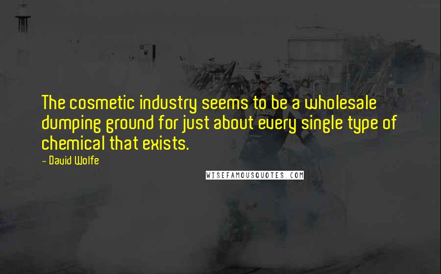 David Wolfe Quotes: The cosmetic industry seems to be a wholesale dumping ground for just about every single type of chemical that exists.