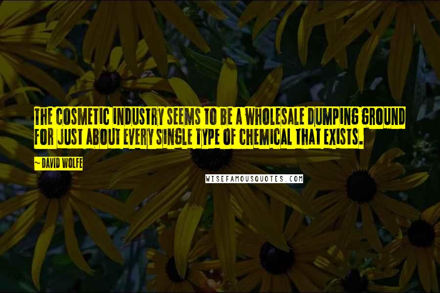 David Wolfe Quotes: The cosmetic industry seems to be a wholesale dumping ground for just about every single type of chemical that exists.