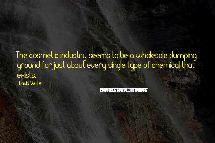 David Wolfe Quotes: The cosmetic industry seems to be a wholesale dumping ground for just about every single type of chemical that exists.