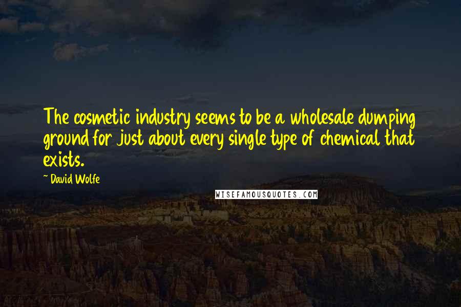 David Wolfe Quotes: The cosmetic industry seems to be a wholesale dumping ground for just about every single type of chemical that exists.