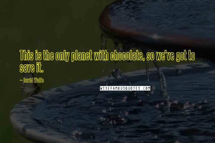 David Wolfe Quotes: This is the only planet with chocolate, so we've got to save it.