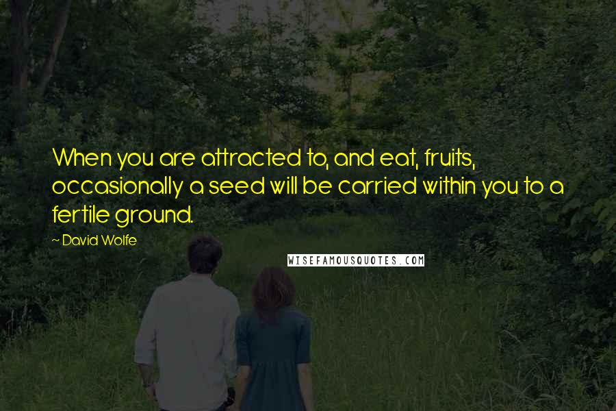 David Wolfe Quotes: When you are attracted to, and eat, fruits, occasionally a seed will be carried within you to a fertile ground.