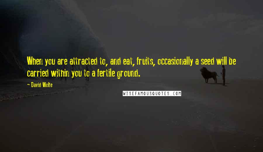 David Wolfe Quotes: When you are attracted to, and eat, fruits, occasionally a seed will be carried within you to a fertile ground.