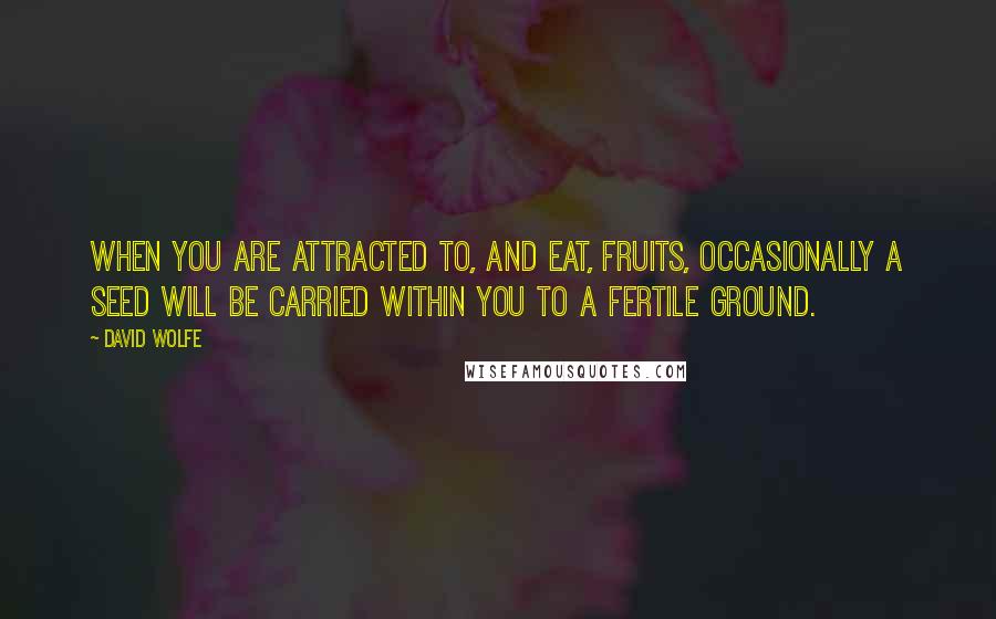 David Wolfe Quotes: When you are attracted to, and eat, fruits, occasionally a seed will be carried within you to a fertile ground.