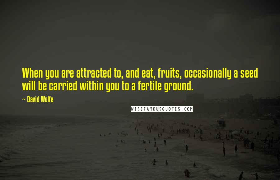 David Wolfe Quotes: When you are attracted to, and eat, fruits, occasionally a seed will be carried within you to a fertile ground.