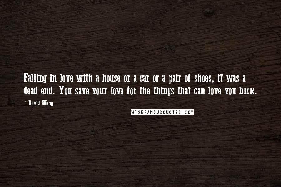 David Wong Quotes: Falling in love with a house or a car or a pair of shoes, it was a dead end. You save your love for the things that can love you back.