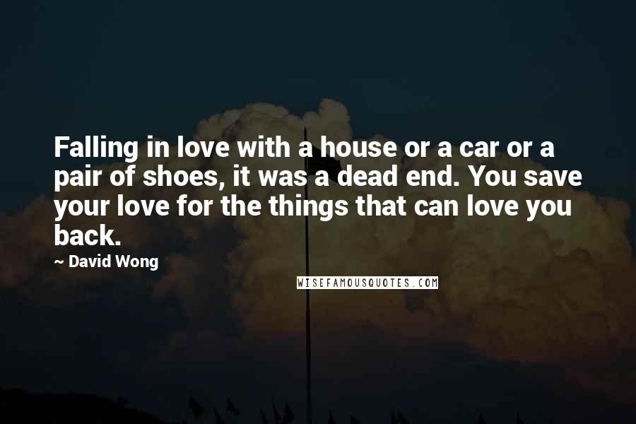 David Wong Quotes: Falling in love with a house or a car or a pair of shoes, it was a dead end. You save your love for the things that can love you back.