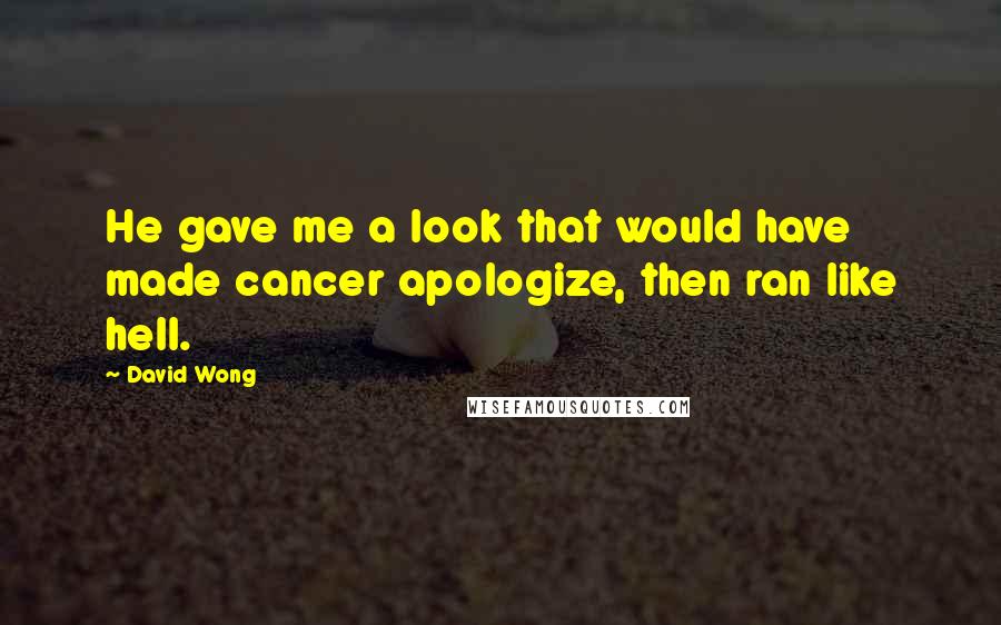 David Wong Quotes: He gave me a look that would have made cancer apologize, then ran like hell.